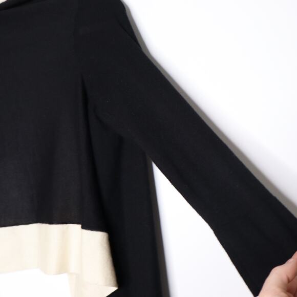 GOLDE Drape Cardigan Waterfall Silk Cashmere Colorblock Black Ivory Women's S - Picture 6 of 9